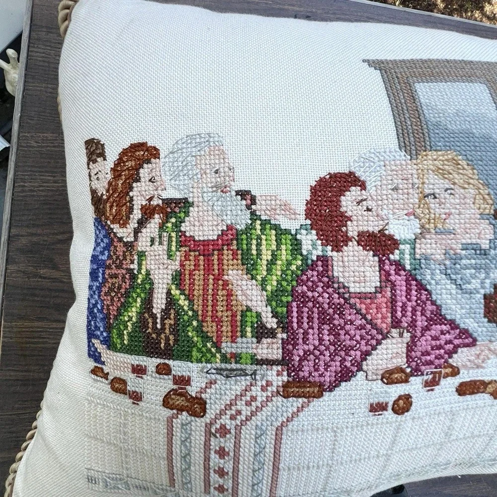 Janlynn The Last Supper Counted Cross Stitch Completed Sewn Pillow 22